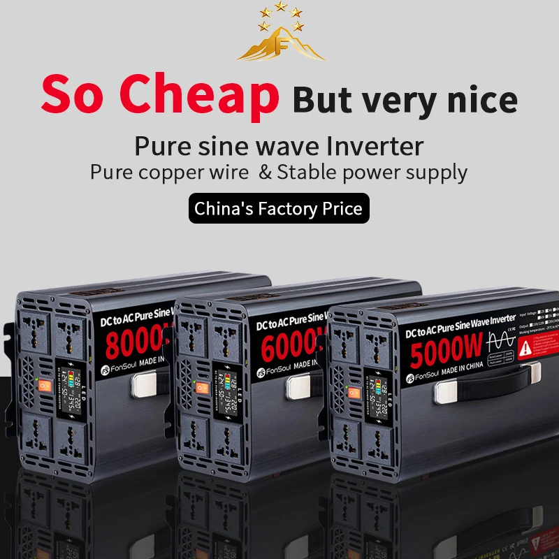Image of 5KW 6KW 8KW Reine Sinus Welle Off Grid Inverter DC 12V 24V 48V 60V 72V zu AC 220V 240V 5000W 8000W Wechselrichter Für Home Auto Batterie