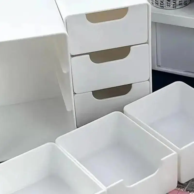 

3-Tier Drawer Organizer for Jewelry & Cosmetics - Durable Plastic Desktop Storage, No Power Needed