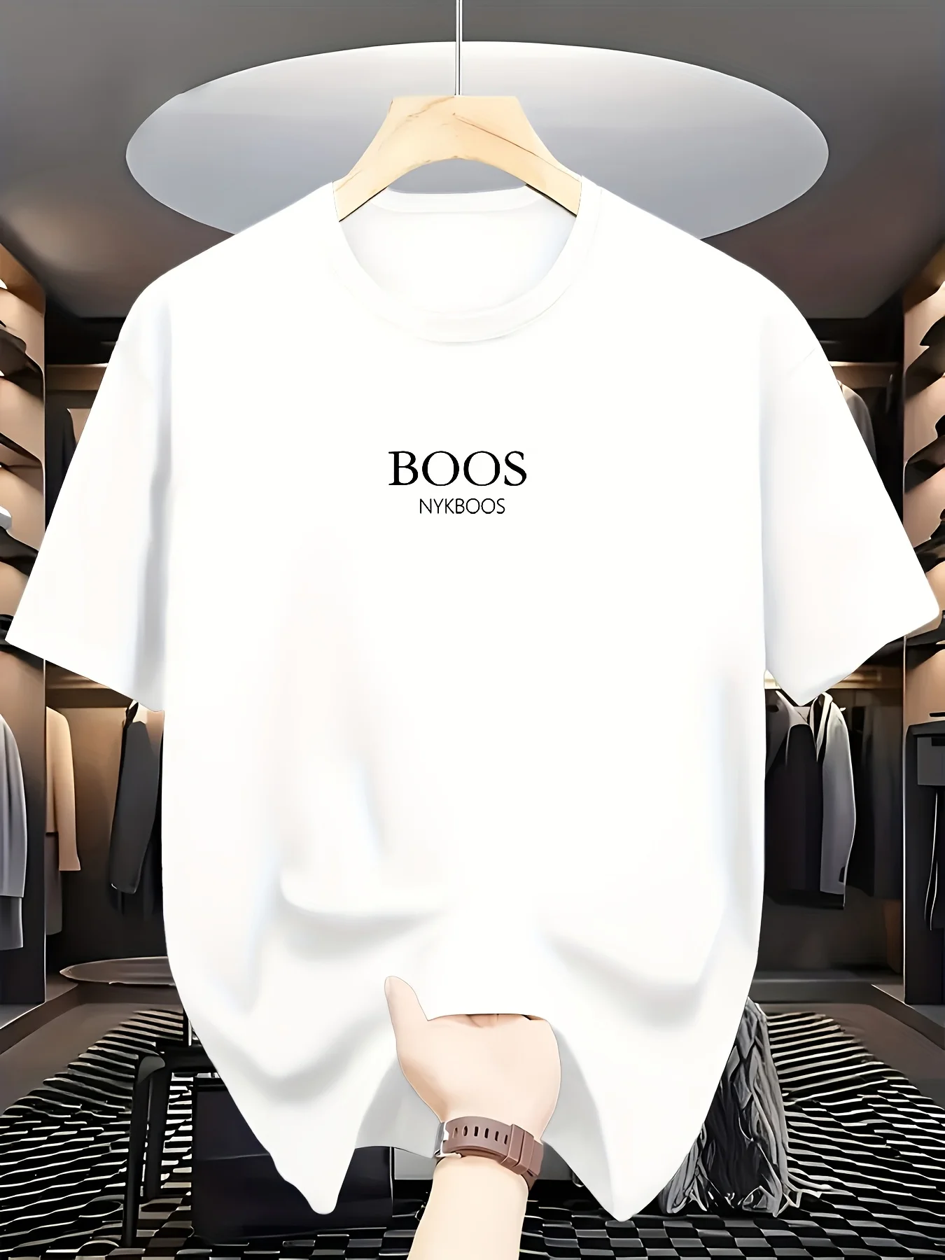 Camiseta con Texto Gráfico en Serif Discreto, Tops Casuales Refinados, Camiseta de Hombre 100% Algodón, Camiseta de Verano Suave y Transpirable para Uso Diario