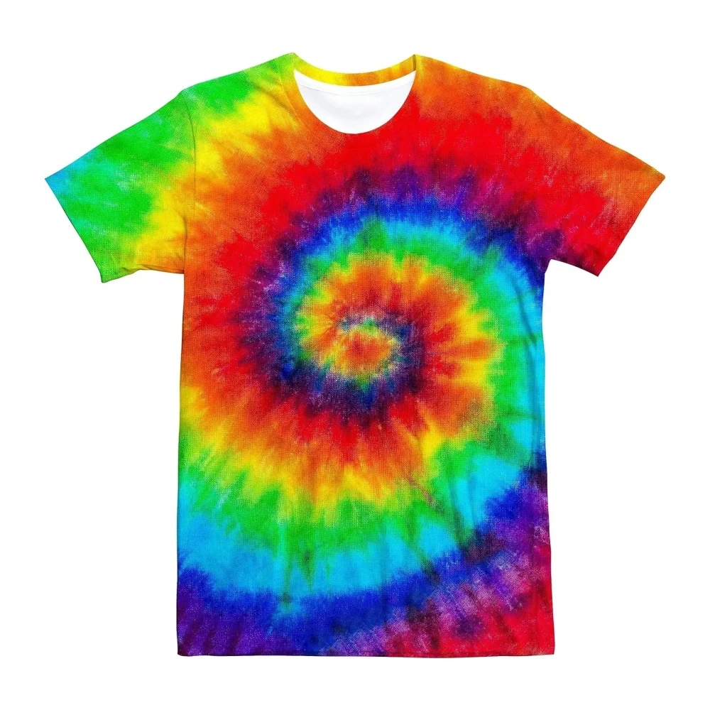 قوس قزح التعادل صبغ ثلاثية الأبعاد طباعة الاطفال ملابس تي شيرتات قصيرة الاكمام الصيف أعلى جولة الرقبة الكبار الرجال الأطفال التجفيف السريع تي شيرت
