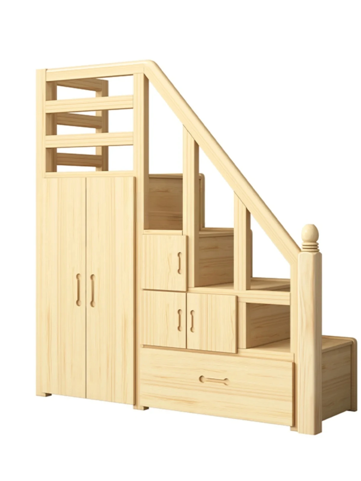 

Solid Wood Multi-Functional Staircase Cabinet with Wardrobe Ladder Cabinet Step Stool Drawer Locker