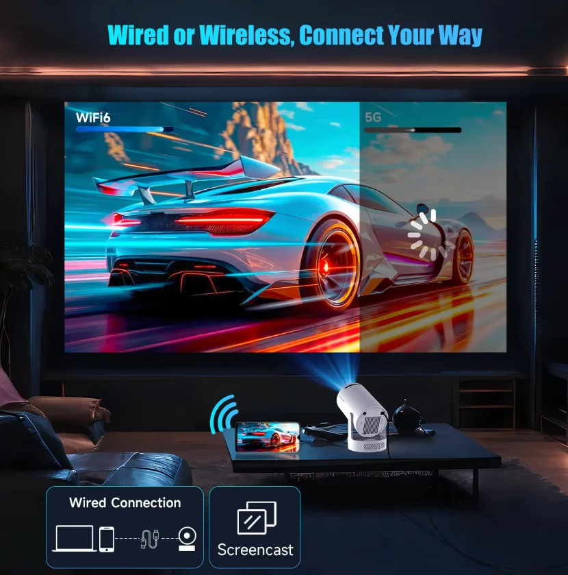 Magcubic HY300 Pro+ 8K Android 14 Przenośny Projektor 8000 Lumenów WiFi 6 BT5.4 Kino Plenerowe Głośnik HiFi 5W Obsługa 720P HD — zdjęcie produktu 4