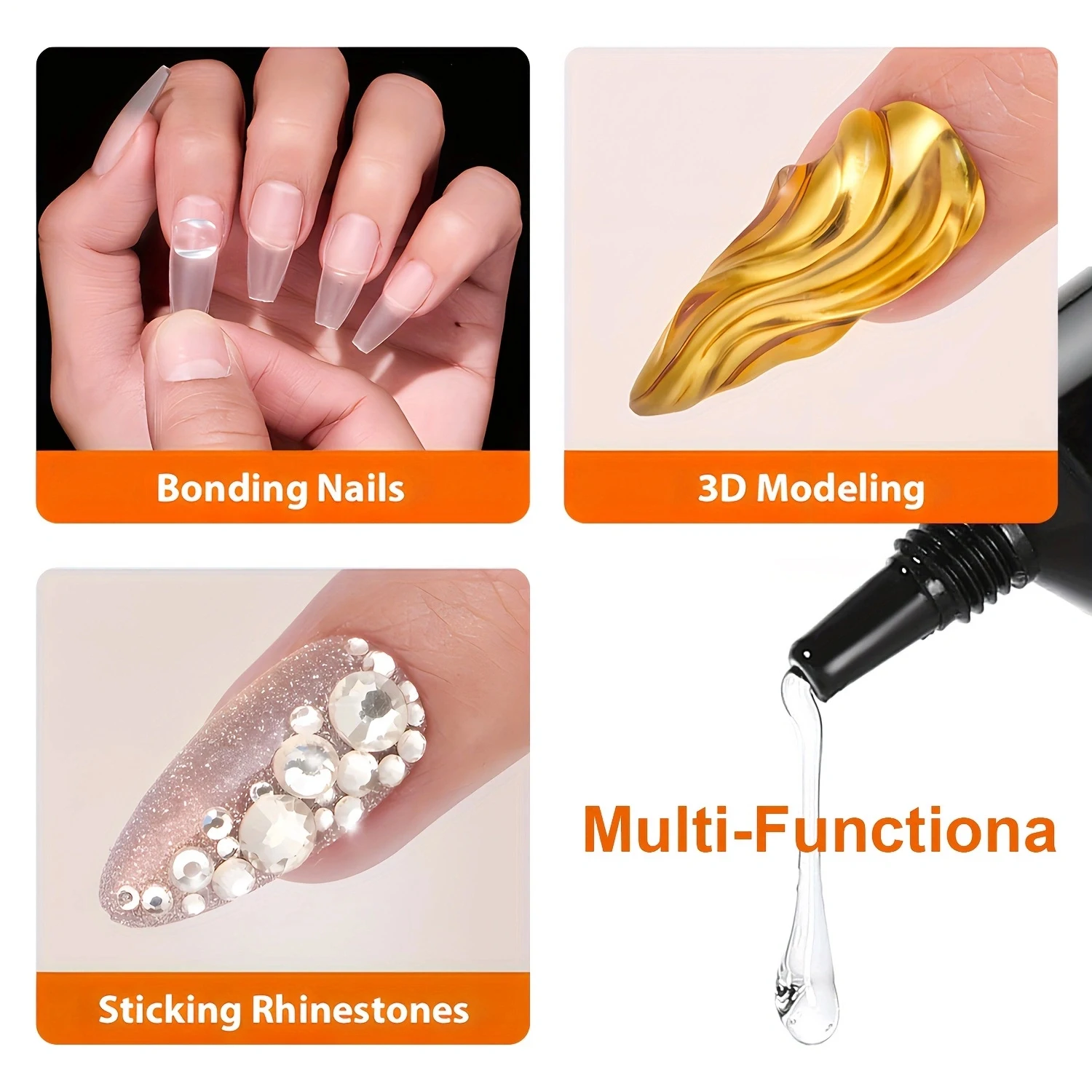 Solid Nail Glue Nail Tips Gel for Press On Nails,Super Strong Acrylic Nail Gel for Manicure Extension, Durable and long-lasting image 2