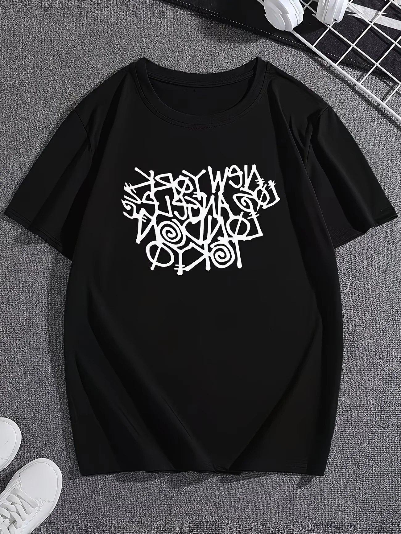 Abstract Letter T Shirt Mirrored City Names Graphic Tee Harajuku Streetwear Top Vintage Aesthetic Casual Unisex Summer Shirt