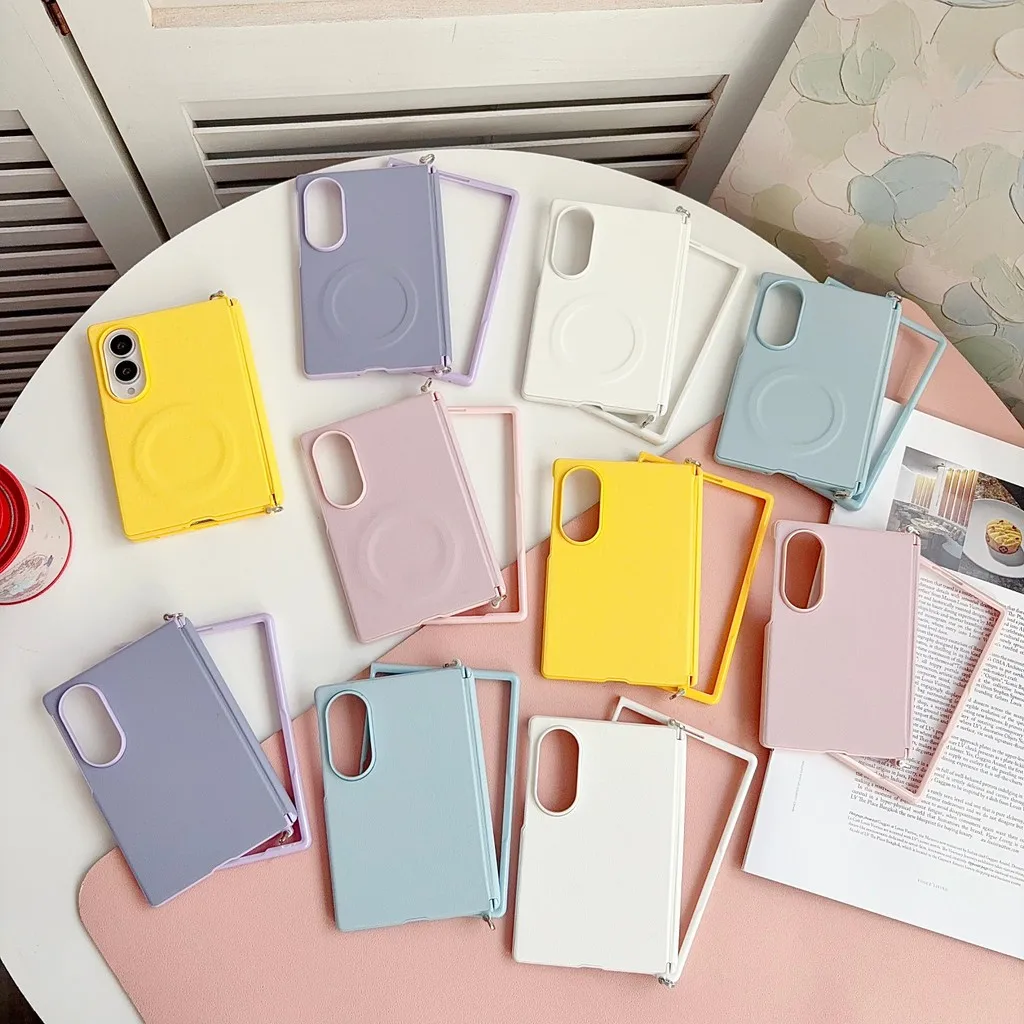Magnetic Wireless Charging Phone Case For Samsung Z Fold 8 Wide Fold8 Wide 5G Leather Shockproof Hinge Protective Cover