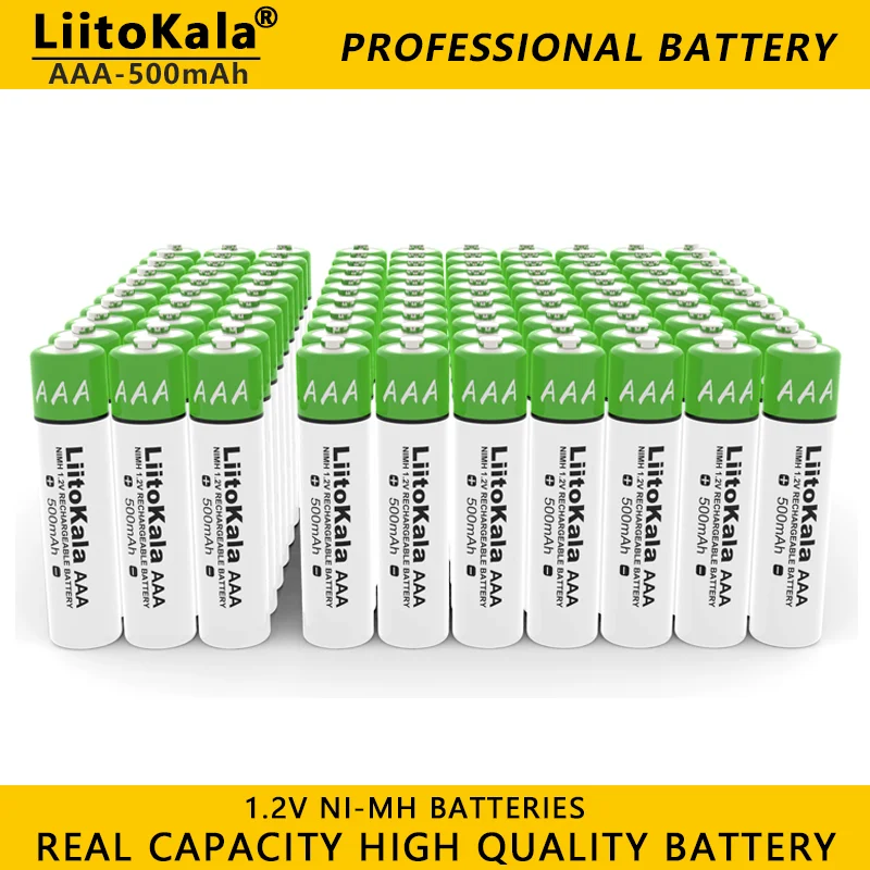 LiitoKala Original AAA NiMH 1.2V Rechargeable Battery 500mAh For Flashlight, Toys