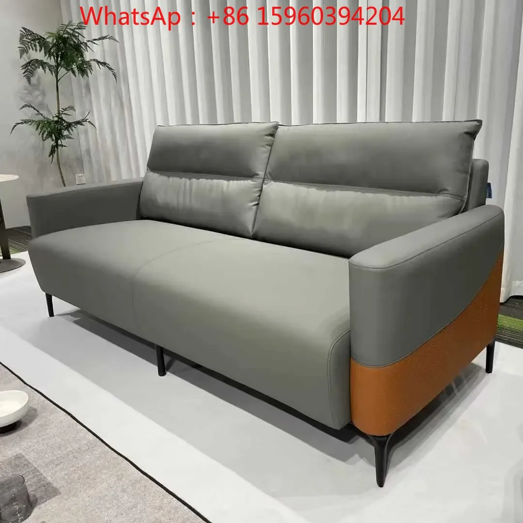 Boss office sofa modern simple business reception room lounge three-person Western leather tea table combination