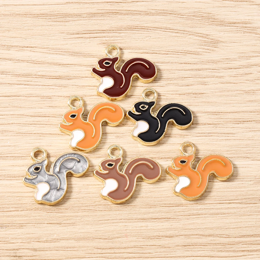 Tusember 10 Stück niedliche Tier-Emaille-Anhänger mit Tauben-, Flamingo- und Eichhörnchenmotiv für Schmuckherstellung, Zubehör, handgefertigte Ohrringe, Armbänder – Detail 18