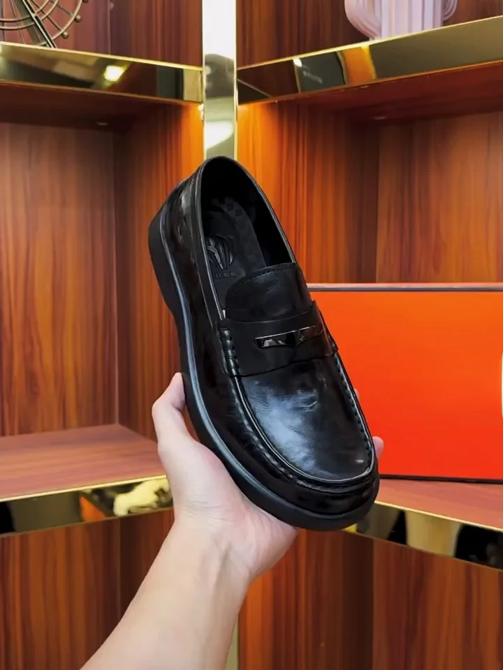 

High Quality Casual Leather Men's Shoes Comfortable Fashionable All-Match Personality Business Youth Trend round Toe Rubber Sole