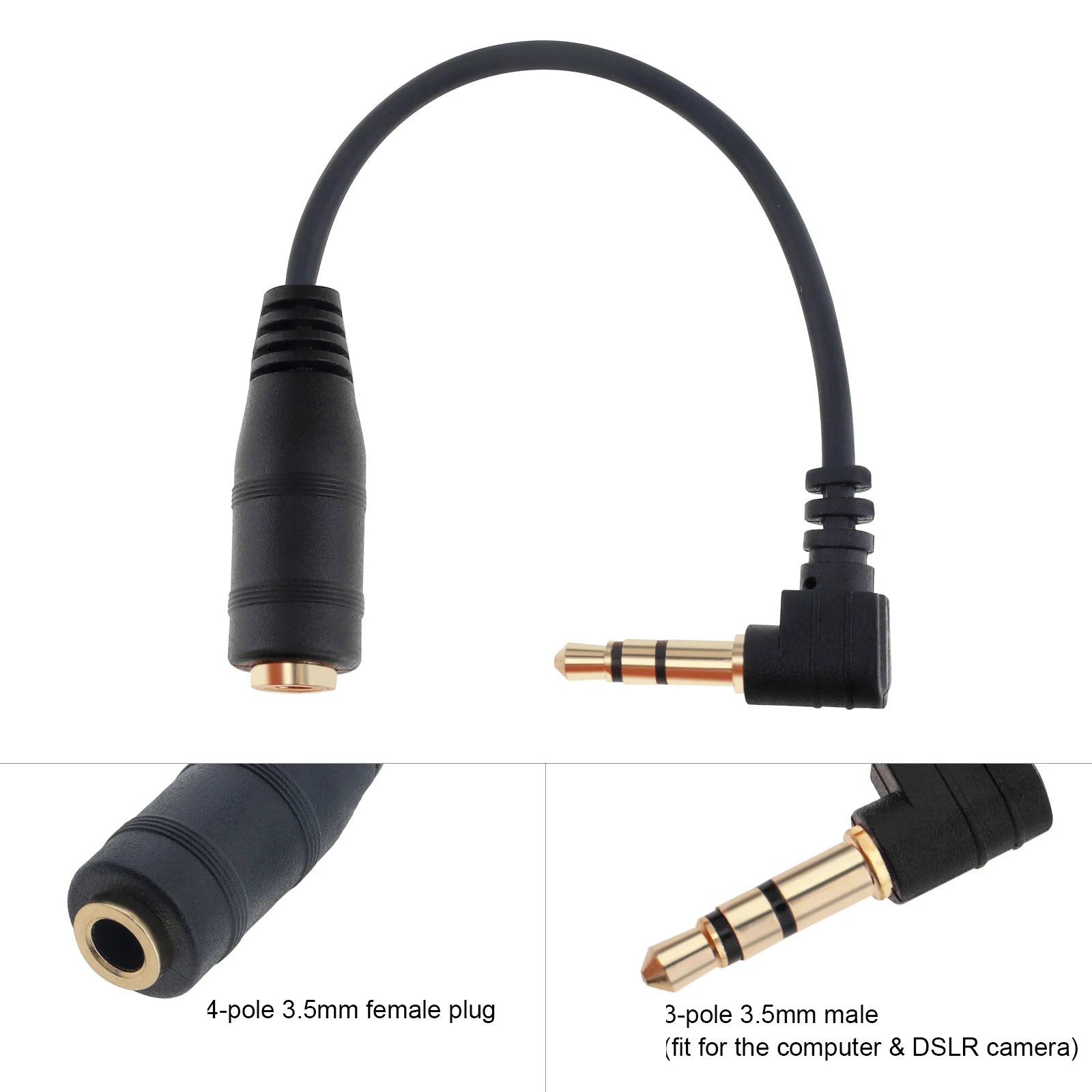 3.5mm Microphone Adapters 4 Pole to 3 Pole Converter Adapter Cable Audio Stereo Mic Conversion Line Microphone Accessories