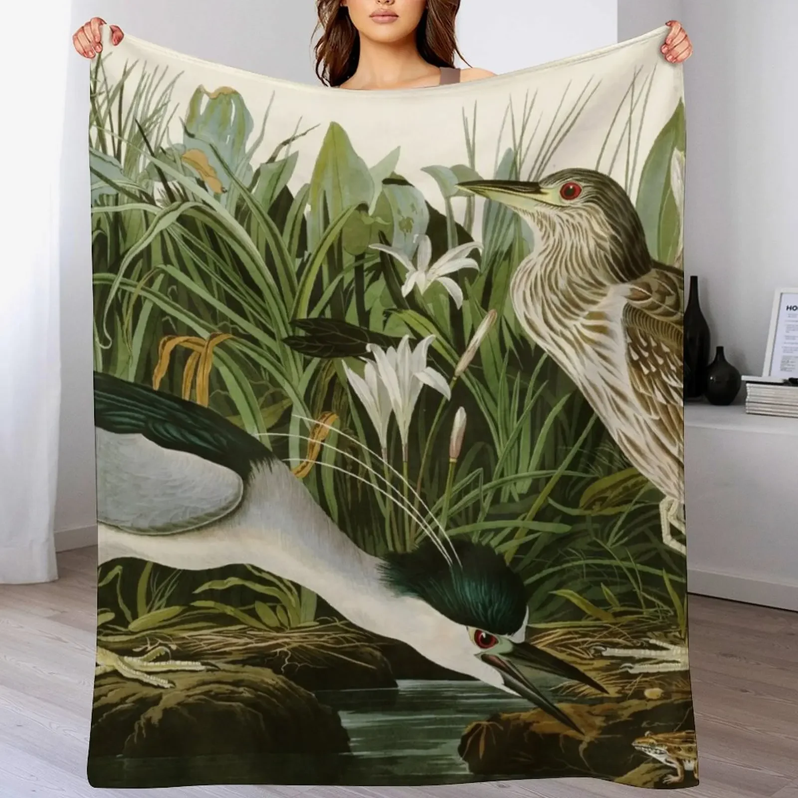 

Night Heron - John James Audubon Birds of America Throw Blanket Soft Cozy Blanket for Pet Kids Adults