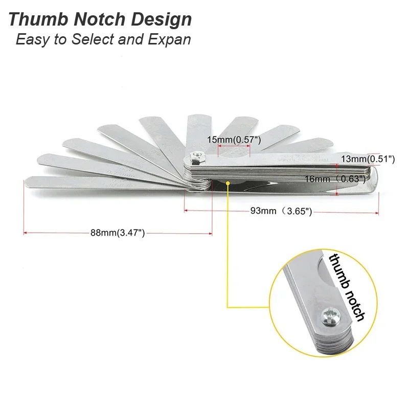 New Metric Thickness Feeler Gauge 32 Blades Set Tappet with Brass Gap Measure Tool Range 0.04mm 0.88mm Valve Motorcycle Measurem