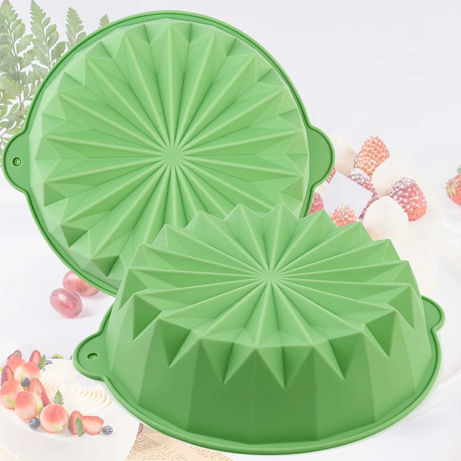 1 Molde Redondo de Silicona de 7 Pulgadas para Hornear Pasteles, Molde de Silicona para Pastel Charlotte, Diseño 3D Antiadherente, Molde Grueso para Hornear Pasteles, Ideal para Hacer Pasteles Chiffon Escolares, Gelatina, Postres, Mousse y Cubitos de Hiel