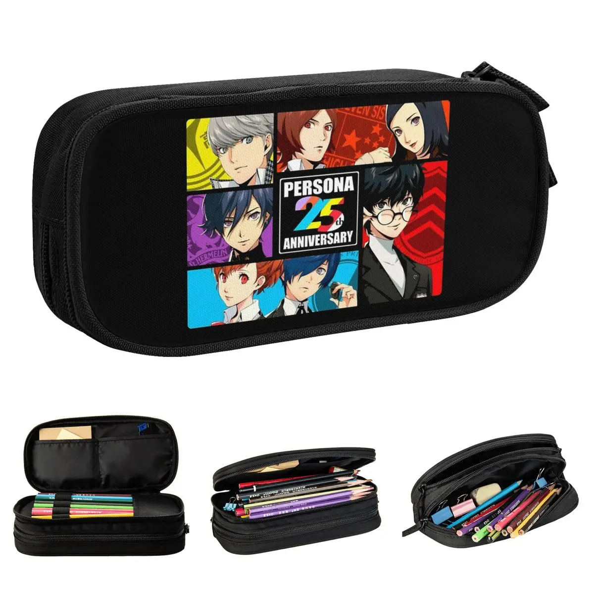 persona aniversario cases de lapis amante de jogo bolsas de suporte de caneta estudante grande armazenamento presente de escritorio bolsa de presente novo gamer 01