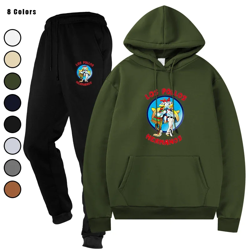 

Men Tracksuit 2 Pieces Sets Hooded Running Sportswear Drawstring Pants Male Hoodies Autumn Sportwear