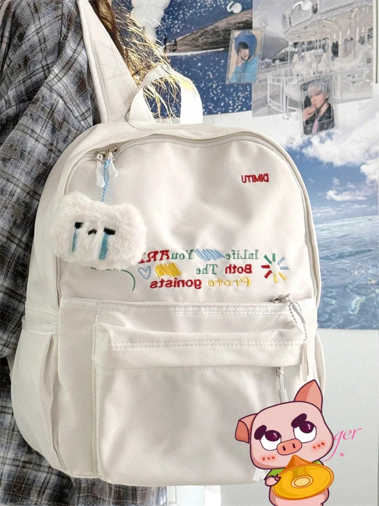 

High-value Schoolbag Female Korean All-match Simple Design Backpack Cute Girl Student Large-capacity Backpacks