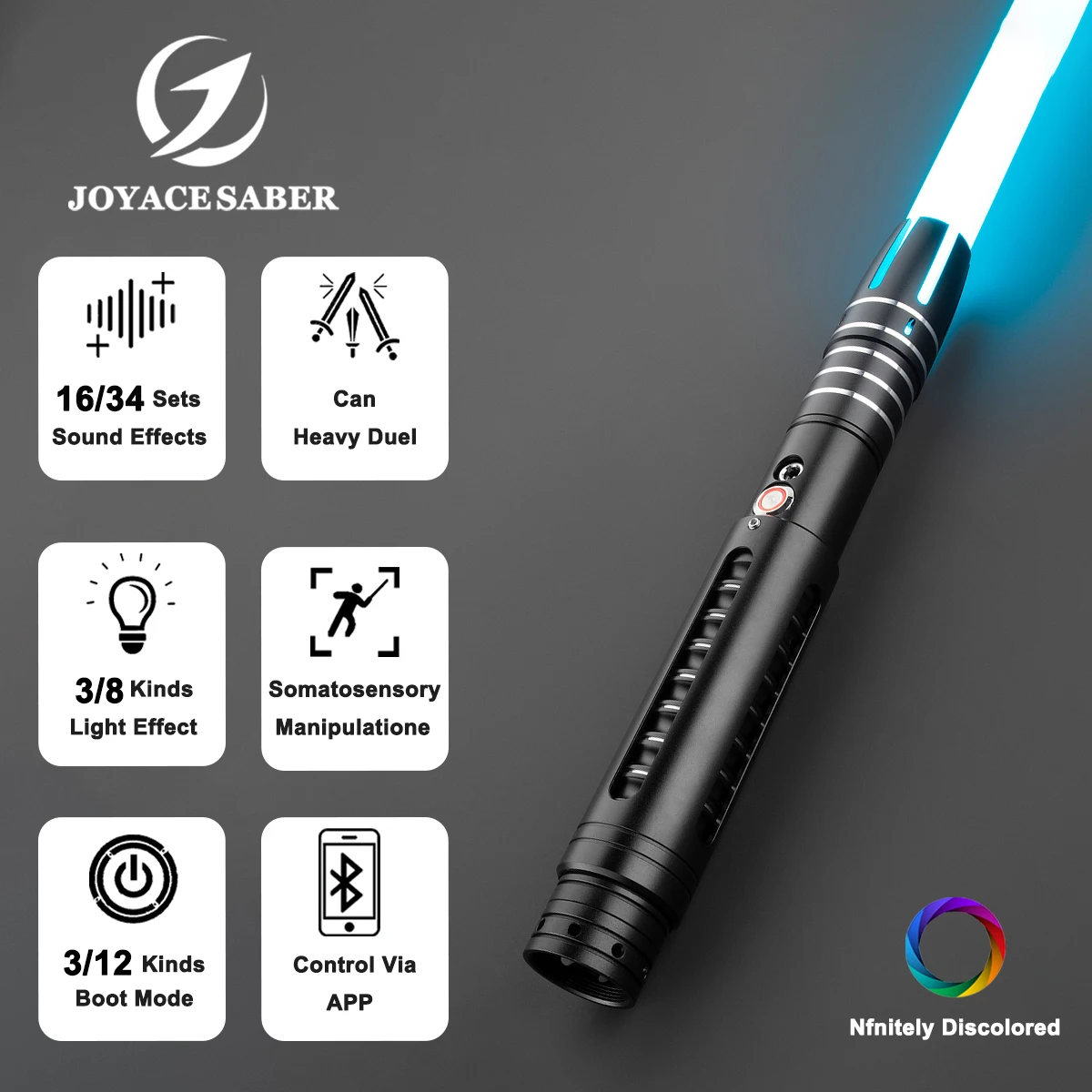 JoyaceSaber Jedi Lightsaber Smooth Swing Pixel Light Sabers Metal Handle Heavy Dueling Laser Sword Flash On Clash Luminous Toys