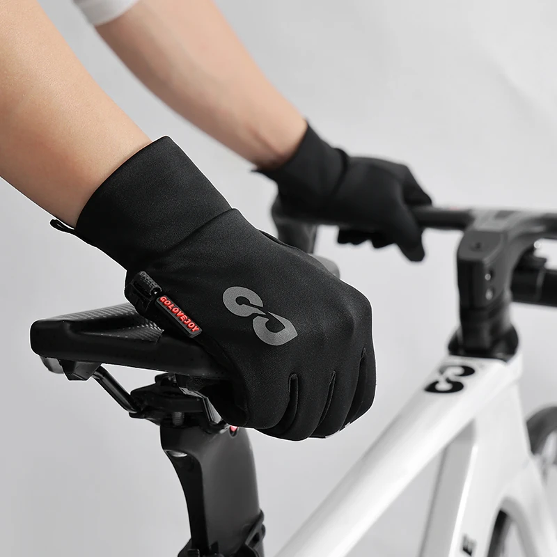 

Черные гоночные перчатки, зимние теплые велосипедные мотоциклетные спортивные перчатки на открытом воздухе, функция сенсорного экрана, повседневное использование