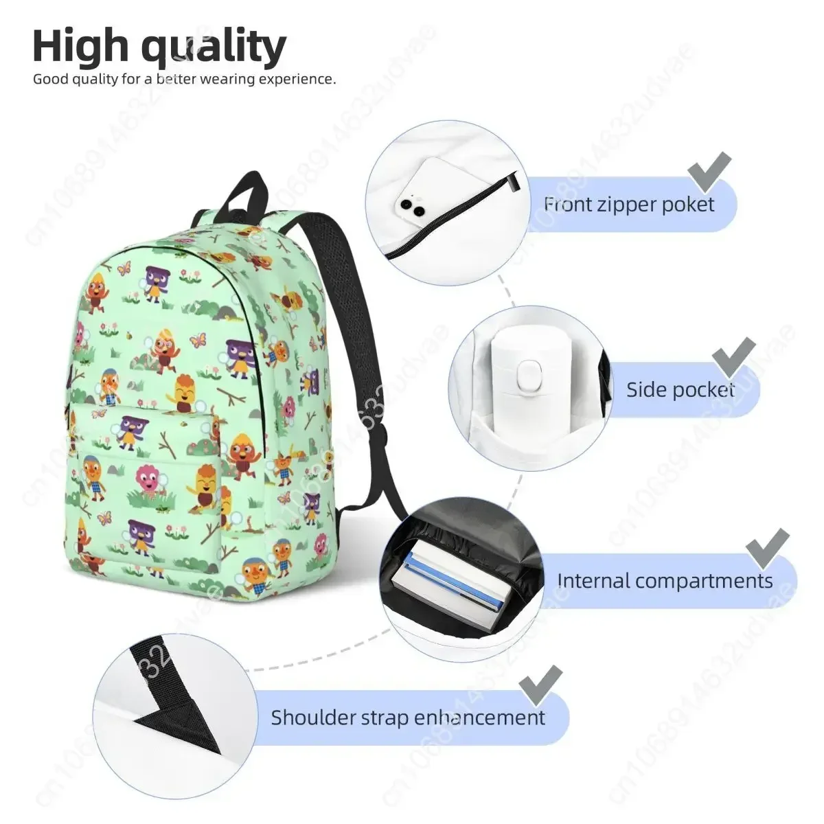 Рюкзак Noodle & Pals Micro Super Simple: подарочный, для школы, походов, путешествий, с рисунками, для мужчин и женщин, студенческий, на каждый день