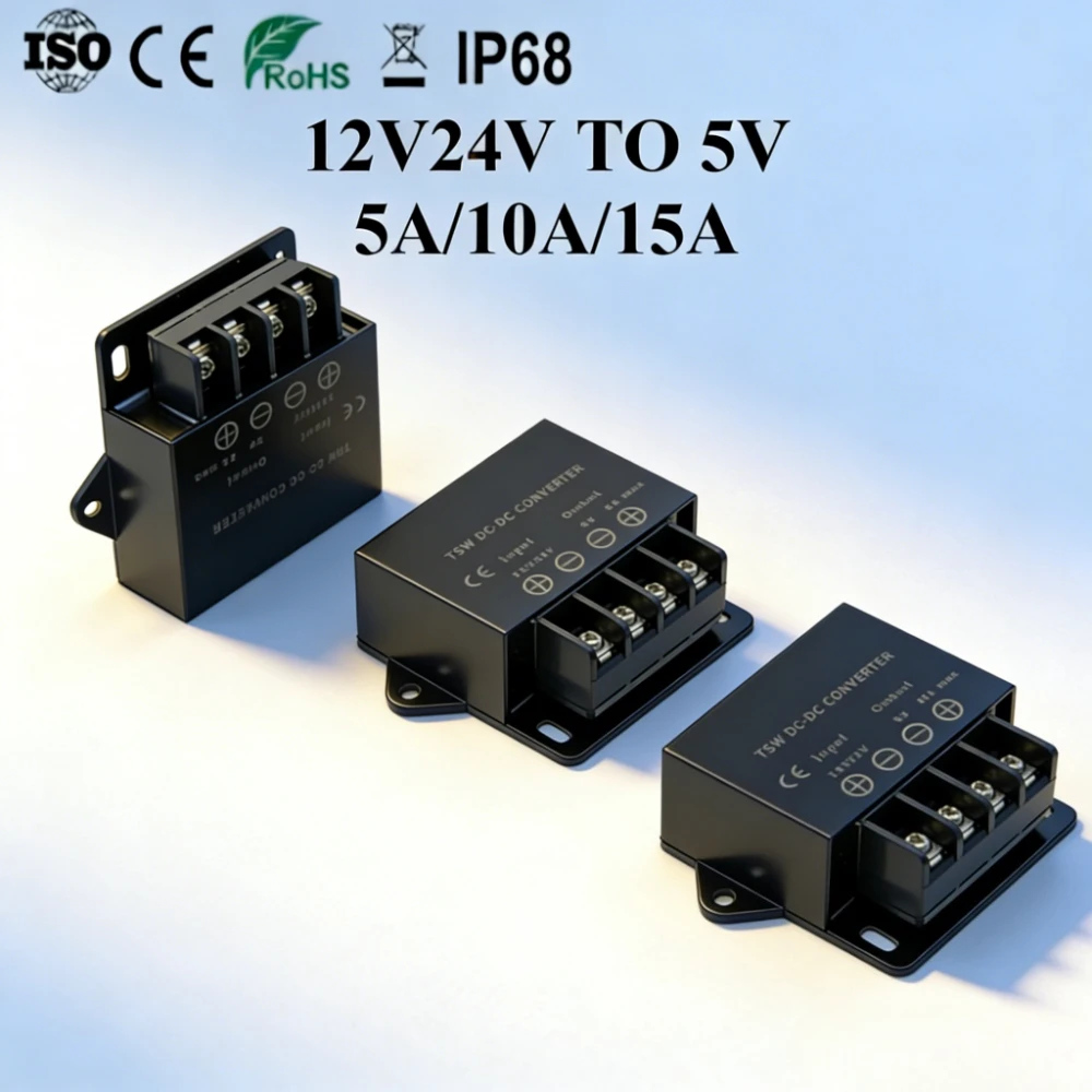 DC DC Step Down Converter 12V 24V to 5V Buck Converter 5A 10A 15A Voltage Regulator Car Power Supply Transformer Module CE