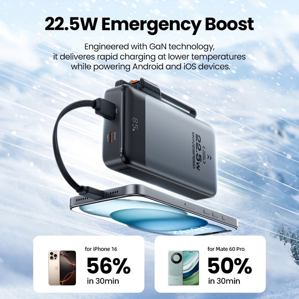 Obrázek 3: MOVESPEED MSP17 energie banka 10000 mAh 22.5W přenosné rychle nabíječka a baterie v jeden powerbank s skládací EU kolíček pro smartphone