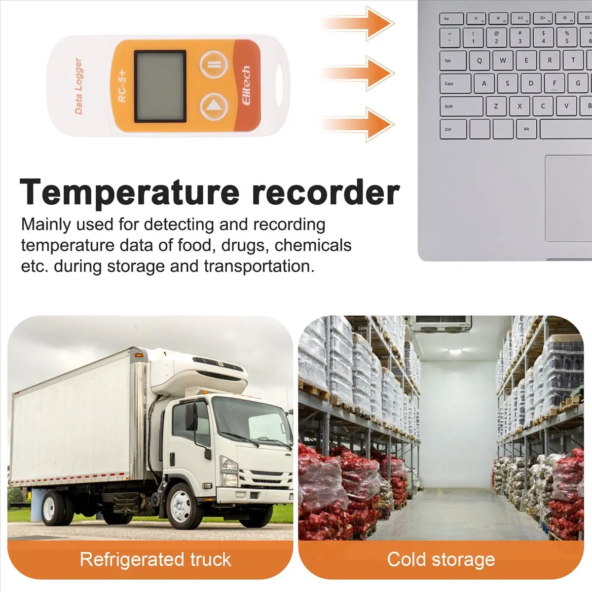 [Value Pack] RC-5+ PDF USB Temperature Data Logger Reusable Recorder 32000 Points for Refrigeration, Cold Chain Transport