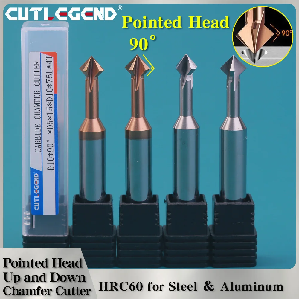 

HRC60 Tungsten Carbide 90 Degree Up and Down Chamfering Milling Cutter for Aluminum/steel Deburrer CNC Machining Endmills Tools