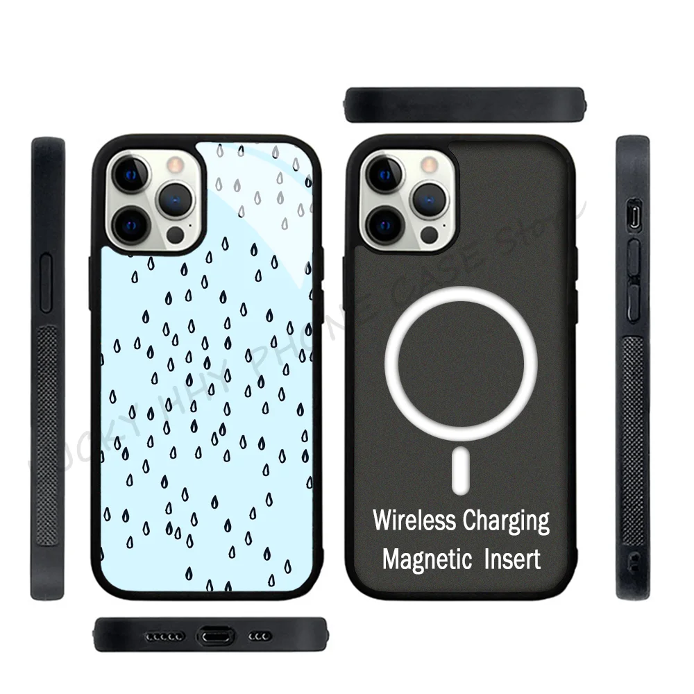 Cute Raindrops Phone Case Phone Case Strong Magnetic For IPhone 15 14 13 Pro Max 11 12 Mini For Magsafe