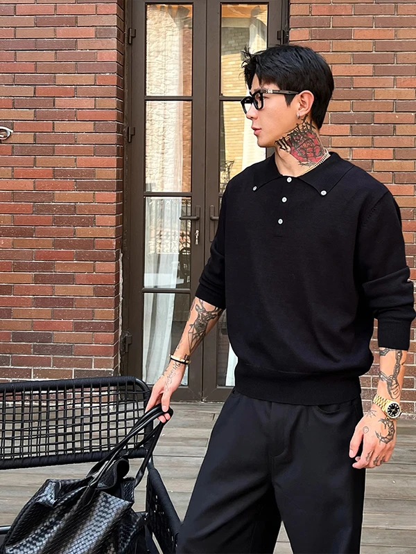 

Мужской свитер из высококачественного трикотажа в корейском стиле, с длинным рукавом, воротником-стойкой, на пуговицах, из полиэфирного волокна, теплый, приятный к телу