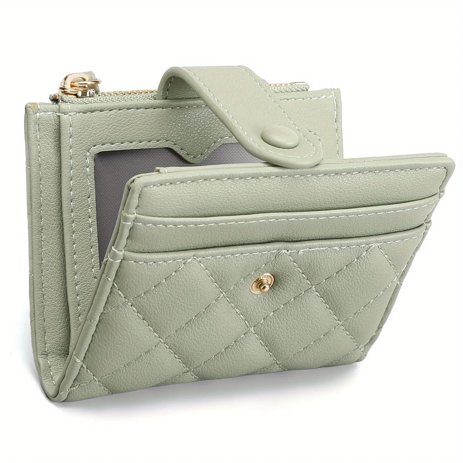 

Женский мини-кошелек (7 отделений для карт) - узкое окошко для удостоверения личности с карманом на молнии для монет и отделением для наличных, легкий студенческий кошелек