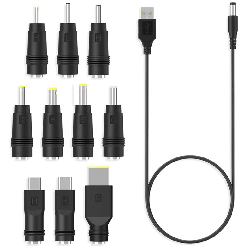 USB DC 전원 코드, 다기능 DC 교환 가능 플러그, 5.5X2.1