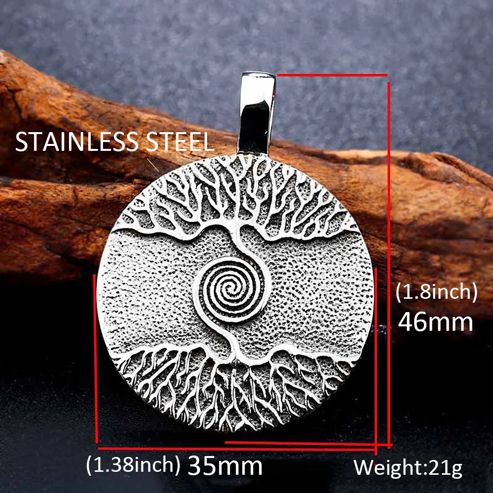 Vikings Stainless Steel Tree of Life Pendant For Men Women Fashion Charm Nordic Amulet Necklace Viking Jewelry Gift Dropshipping image 5