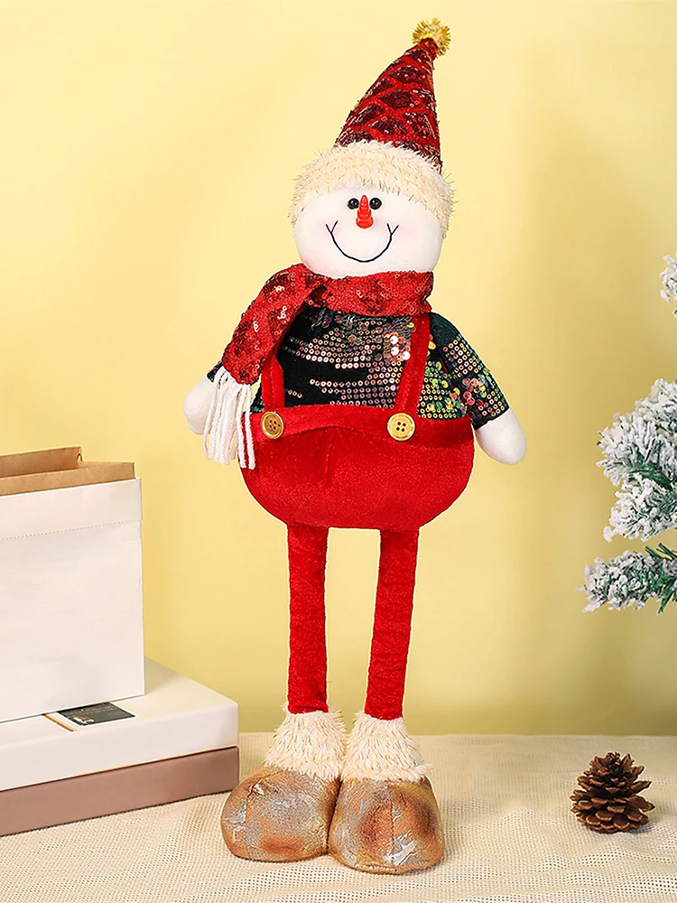 ตุ๊กตาตกแต่งคริสต์มาสแบบตั้งพื้น มีขาสปริงยืดหดได้ ของตกแต่งเทศกาลคริสต์มาส