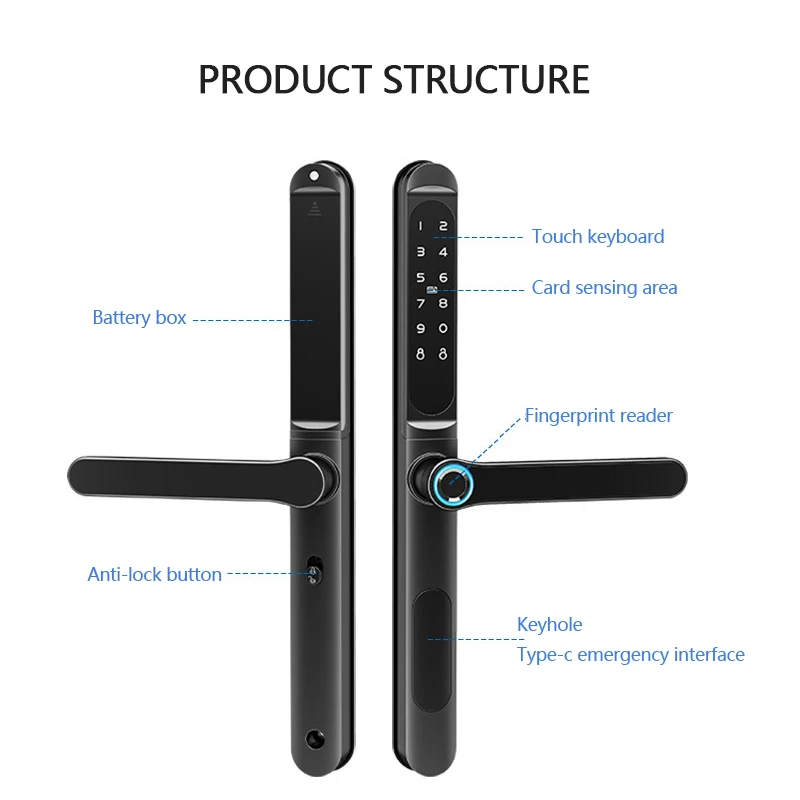 TTlock-cerradura de puerta inteligente sin llave, dispositivo de seguridad con huella Digital, contraseña, lector de tarjetas NFC, resistente al