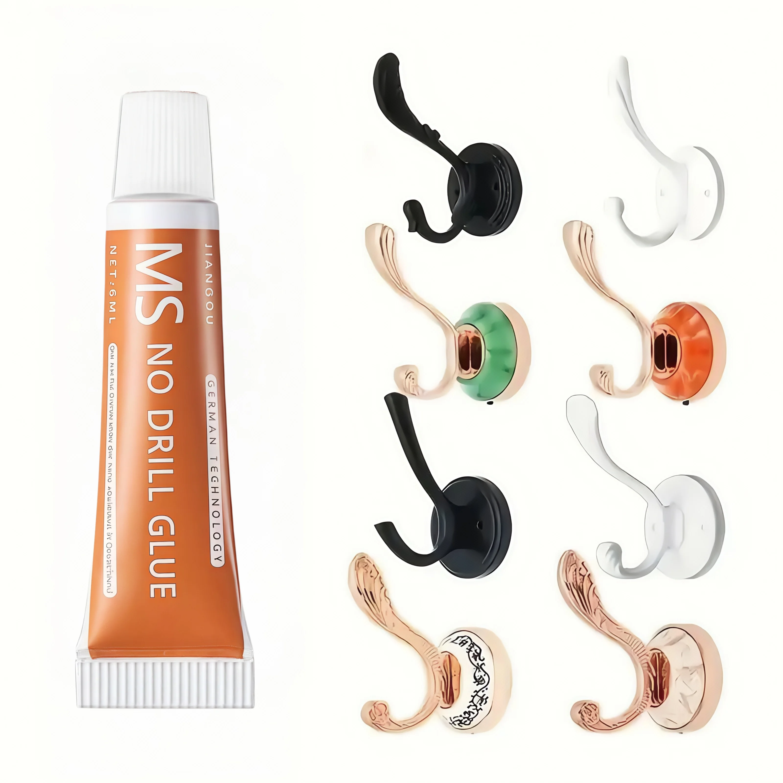 Transparent Heavy-Duty No-Nail Adhesive (with Mounting Pads) – Small Tube Precision Application, High-Strength Metal Bonding, Ba