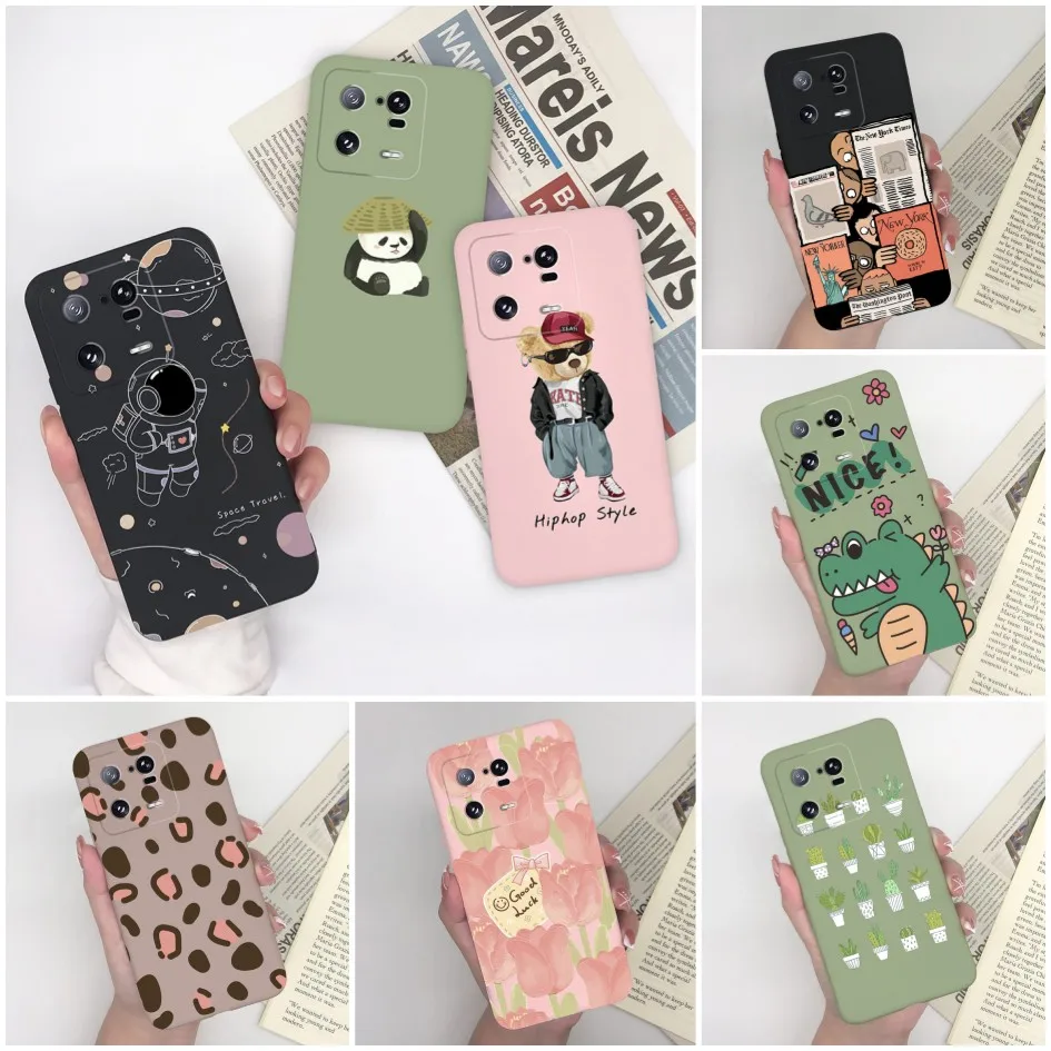 Funda de teléfono para Xiaomi 13 pro, Color caramelo, oso lindo, dinosaurio, astronauta, patrón, silicona suave, protectora, funda trasera para Xiaomi 13