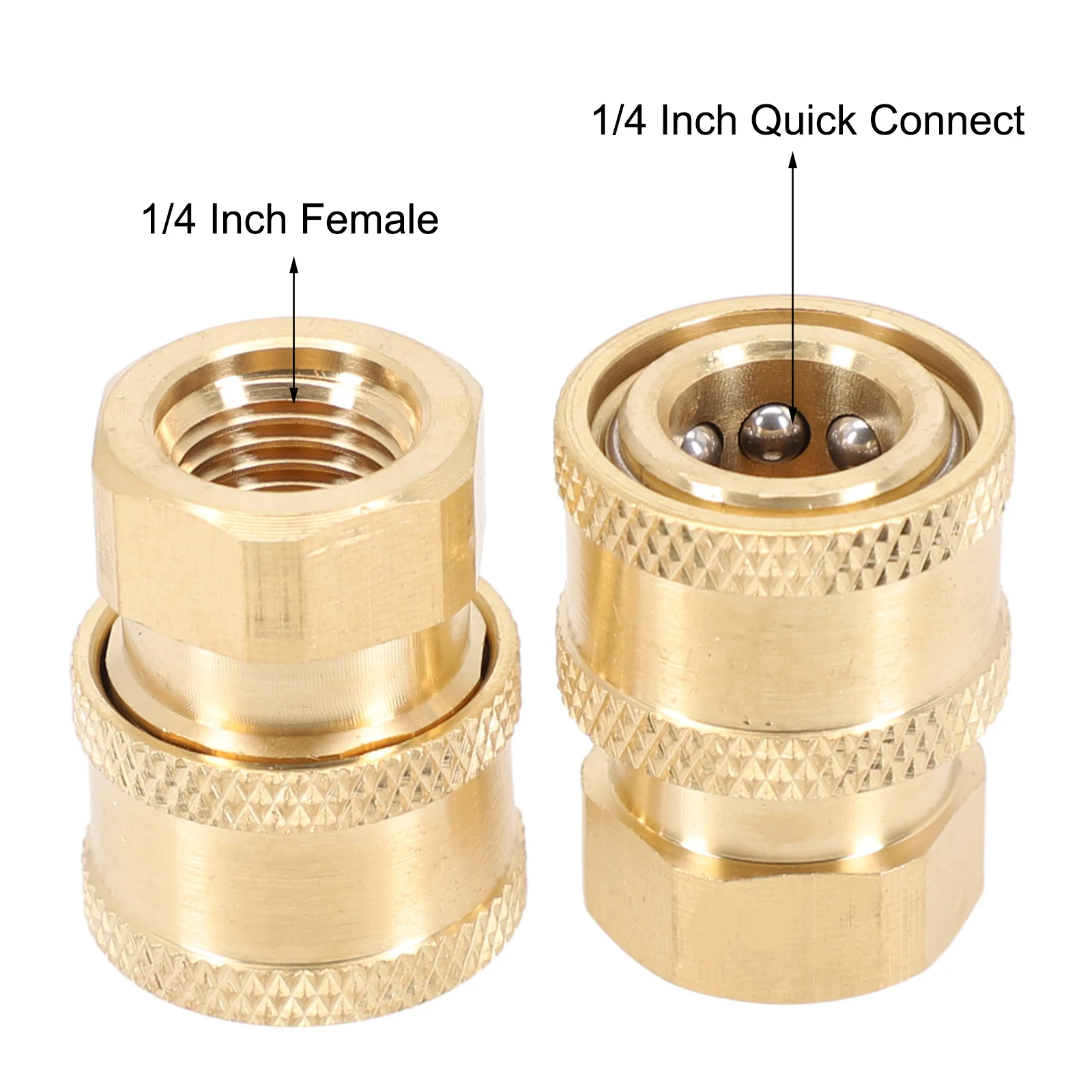 

Brass Pressure Washer Coupler Set 1/4 Inch Quick Connect to 1/4 Inch Female NPT Fittings for Cleaning Equipment