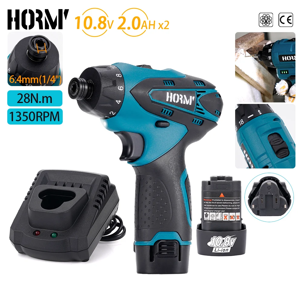 12V Cordless Electric Screwdriver 28N.m Dual Speed Electric Drill Driver 1/4\