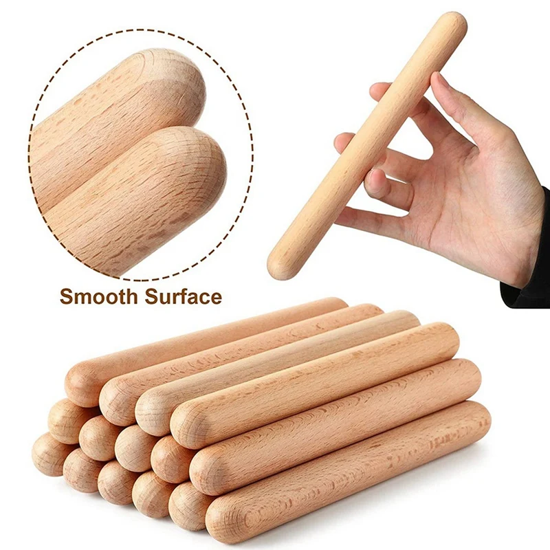 

8/16pcs Natural Wood Rhythm Music Sticks Beginner-Friendly Percussion Clapping Sticks & Rhythm Blocks Durable Easy-to-Use Music