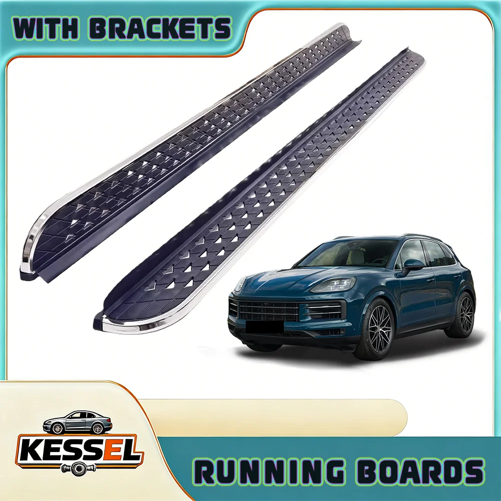 

2Pcs Running Board Side Steps Compatible with Porsche Cayenne 2018-2023 2024, Step Pedal Door Fixed Nerf Bars, with Brackets