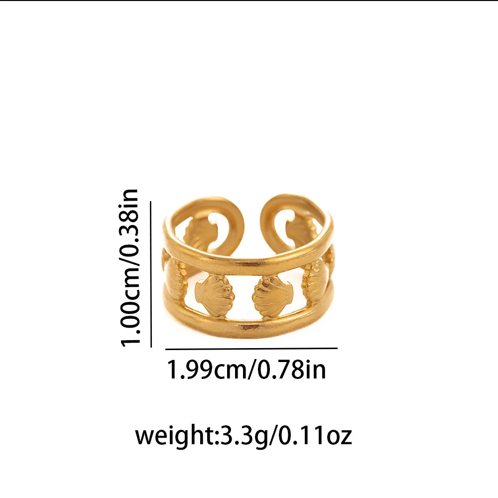 Edelstahl-Ring im Luxus-Leichtbau-Design, minimalistische Ozean-Serie, hohl, cooler Stil, Damen-Nischenring mit Persönlichkeitsdesign – Detail 4
