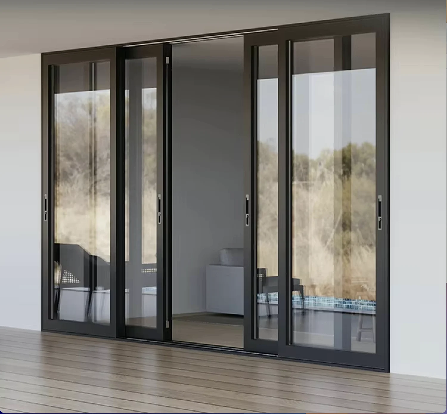 Fashion Design Multi Panel Glass Sliding Door Luxurious Living Room Partition Glass Doors Rainproof Manual Sliding Patio Doors