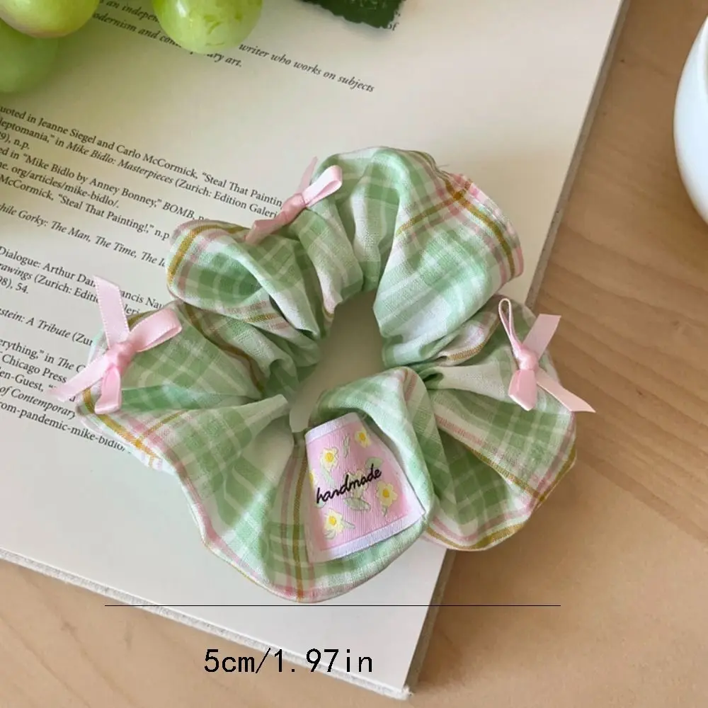 High Elastic Lattice Hair Rope Korean Style Bow Sweet Scrunchies Ponytail Holder Headdress Korean Style Hair Ring Wedding