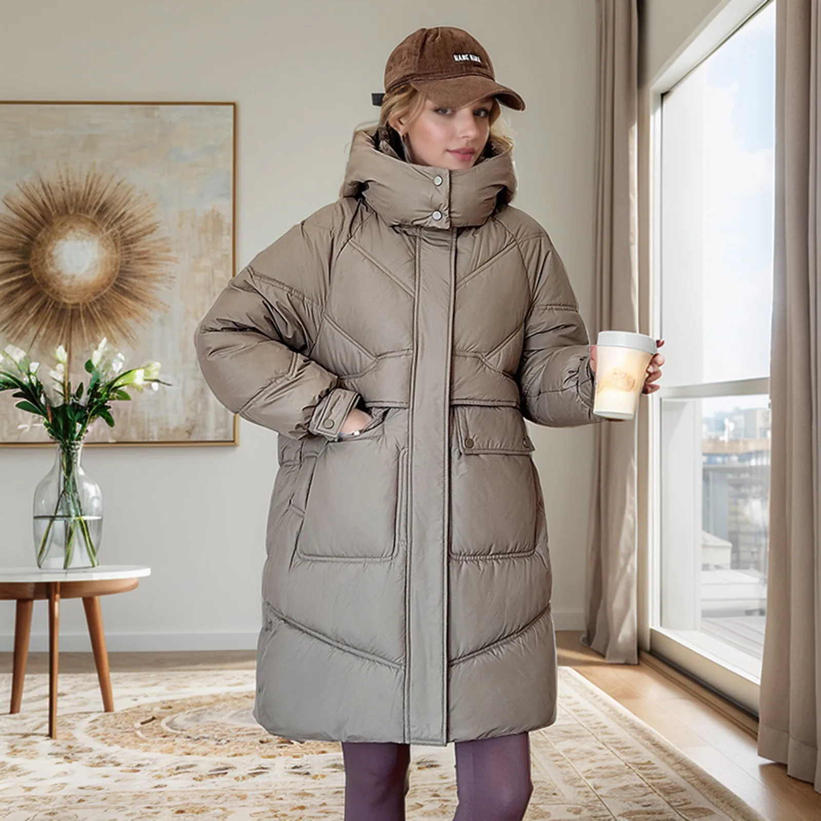 New Winter Coat Casual Women Parkas Clothes Hooded Solid Long Down Cotton Coat Winter Jacket Female Outerwear Puffer Oversize