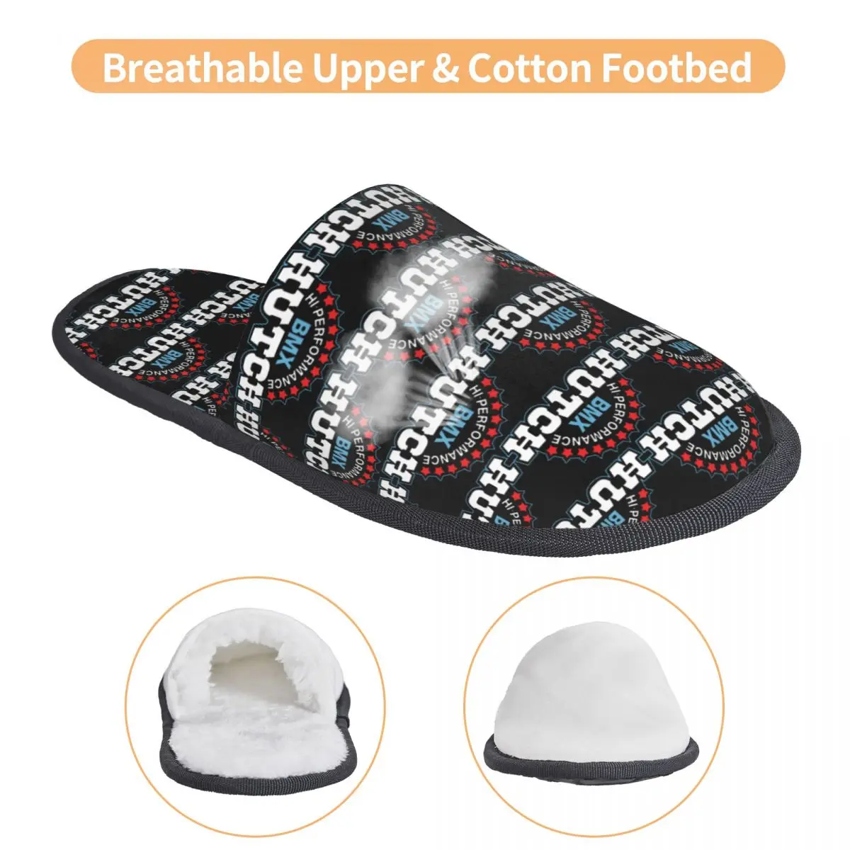 Hutch مرحبا الأداء BMX أحمر أبيض أزرق أسود تيم القاضي النعال رغوة الذاكرة الدافئة لينة النساء شبشب منزل غرفة نوم رقيق الأحذية #4