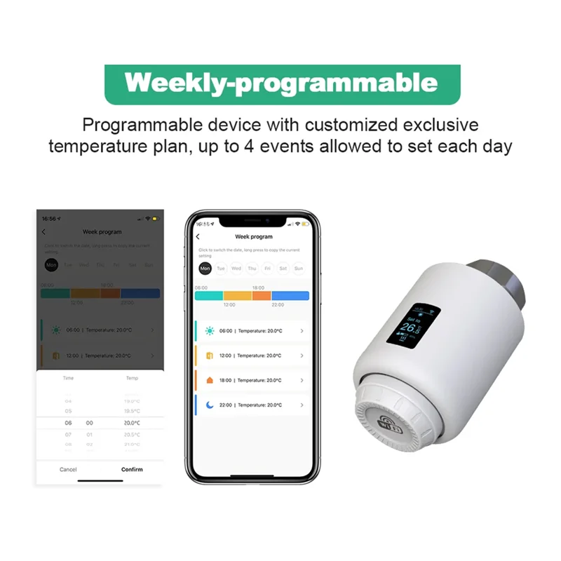 Tuya TRV Thermostatic Head Radiator Valve Actuator Heating Temperature Controller Alexa-B12B