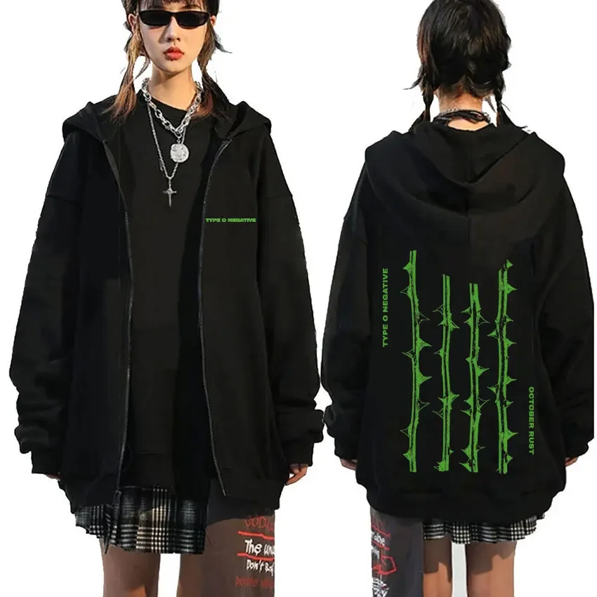 Rockband Typ o negativ in der Dämmerung ausgesetzt wesentliche Reiß verschluss Hoodie Jacke Männer Frauen lässig Vintage Reiß verschluss männliche