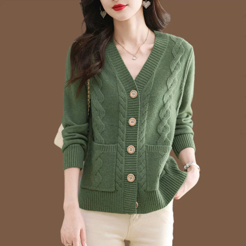 

Женский свитер, пальто, осень-зима, новый стиль, шаль, верхняя одежда, однотонный, минималистичный, модный, повседневный, универсальный вязаный кардиган