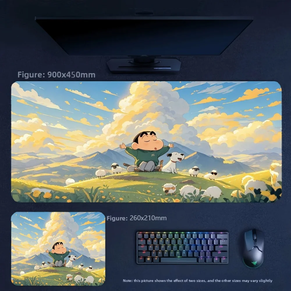 Animation Crayon Shin-chan Climbing Series Leather Non-slip Mouse Pad Children's Green Eye and Wrist Protection Leather Tablepad