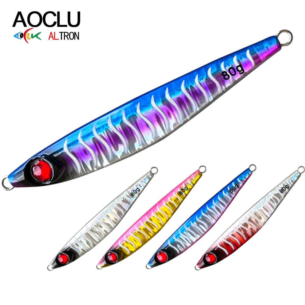 

AOCLU 40g 60g 80g Slow Jigging Lure Glow Casting Jig Lures Fishing Baits Metal Jig Lures Fishing Tackle Saltwater Sea Fish